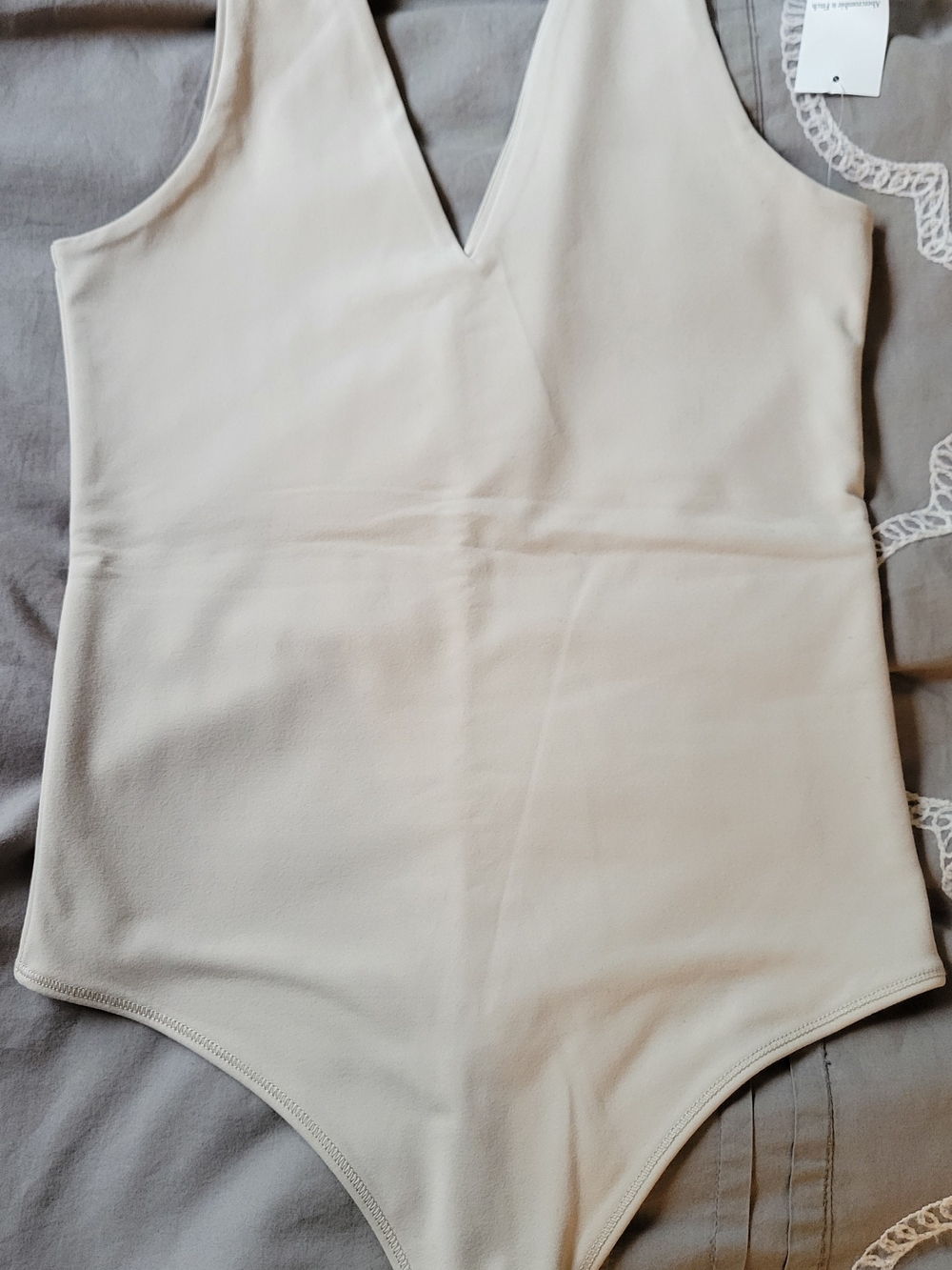 Abercrombie & Fitch Cream V-Neck Bodysuit